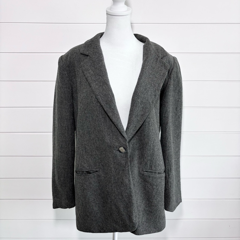 Requirements Pure Wool Gray Blazer Jacket Size 10